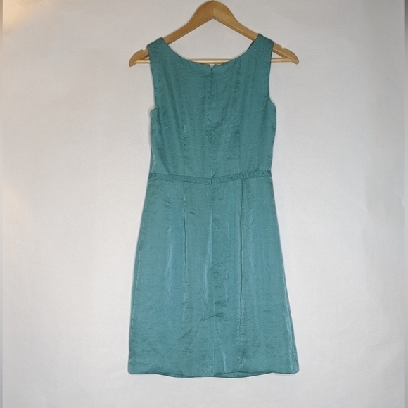 ANN TAYLOR LOFT SHEATH DRESS 0 AQUA BLUE SLEEVELESS KNEE LENGTH COCKTAIL NWT - Picture 5 of 9